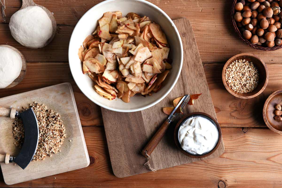 Vorbereitete Strudelzutaten